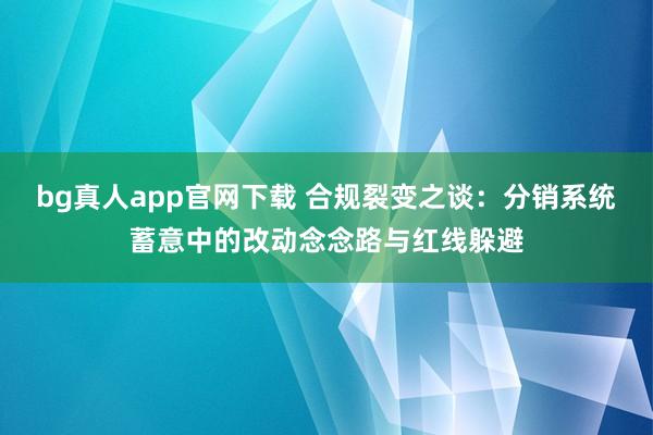 bg真人app官网下载 合规裂变之谈：分销系统蓄意中的改动念念路与红线躲避