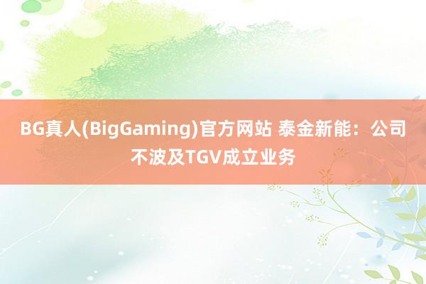 BG真人(BigGaming)官方网站 泰金新能：公司不波及TGV成立业务
