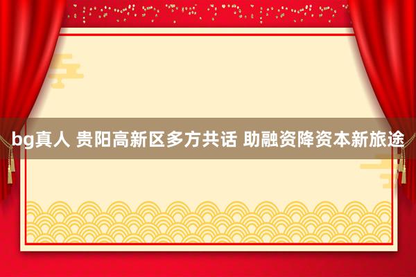 bg真人 贵阳高新区多方共话 助融资降资本新旅途
