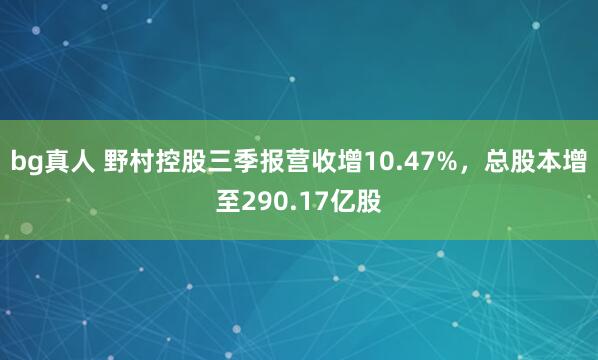 bg真人 野村控股三季报营收增10.47%，总股本增至290.17亿股