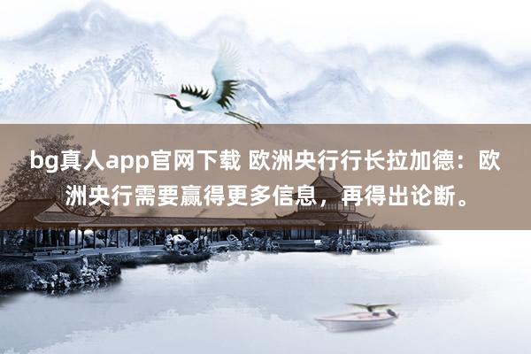 bg真人app官网下载 欧洲央行行长拉加德：欧洲央行需要赢得更多信息，再得出论断。