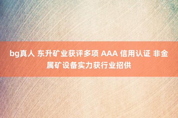 bg真人 东升矿业获评多项 AAA 信用认证 非金属矿设备实力获行业招供