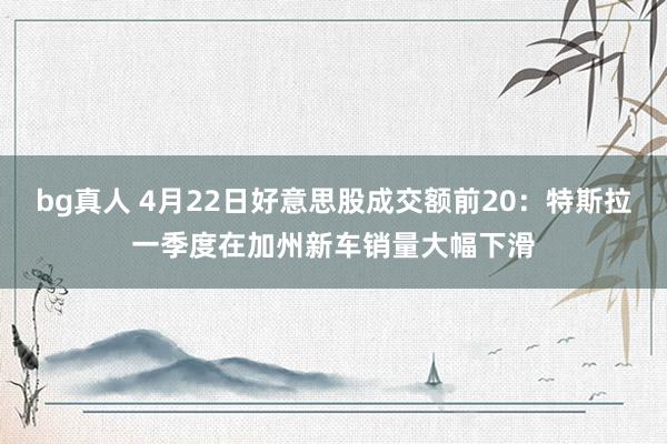 bg真人 4月22日好意思股成交额前20：特斯拉一季度在加州新车销量大幅下滑