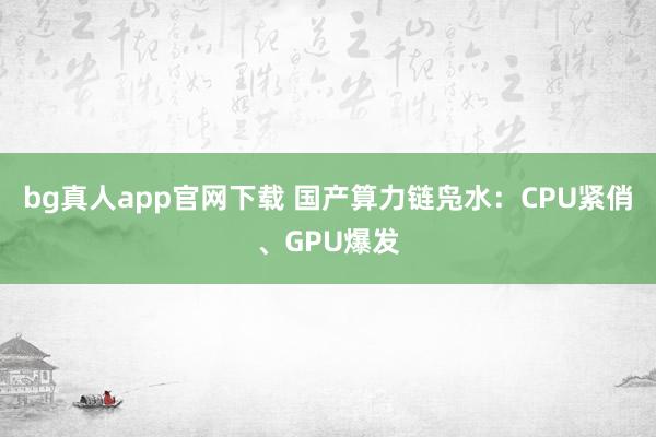 bg真人app官网下载 国产算力链凫水：CPU紧俏、GPU爆发