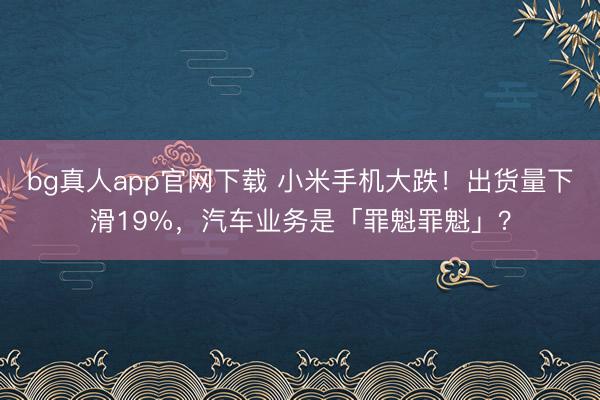 bg真人app官网下载 小米手机大跌！出货量下滑19%，汽车业务是「罪魁罪魁」？