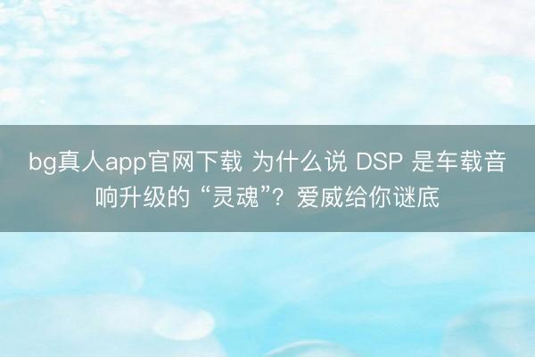 bg真人app官网下载 为什么说 DSP 是车载音响升级的 “灵魂”？爱威给你谜底